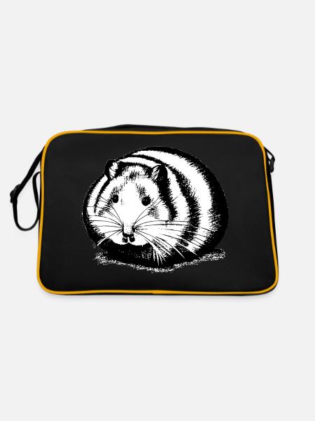 Hamster mignon animal rongeur animaux drôle animal 12 - Sac Retro - noir/or - Dos