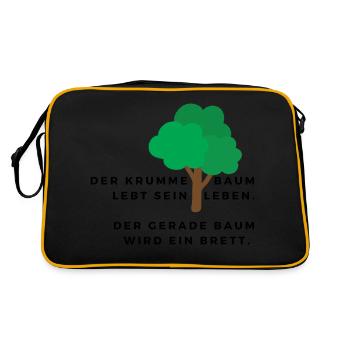 Der krumme Baum - Retro Tasche - Schwarz/Gold - Hinten
