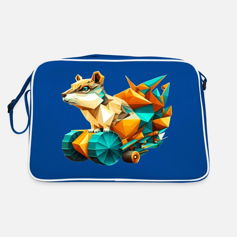 3D kit chipmunk with wheels as polygon Retro Bag