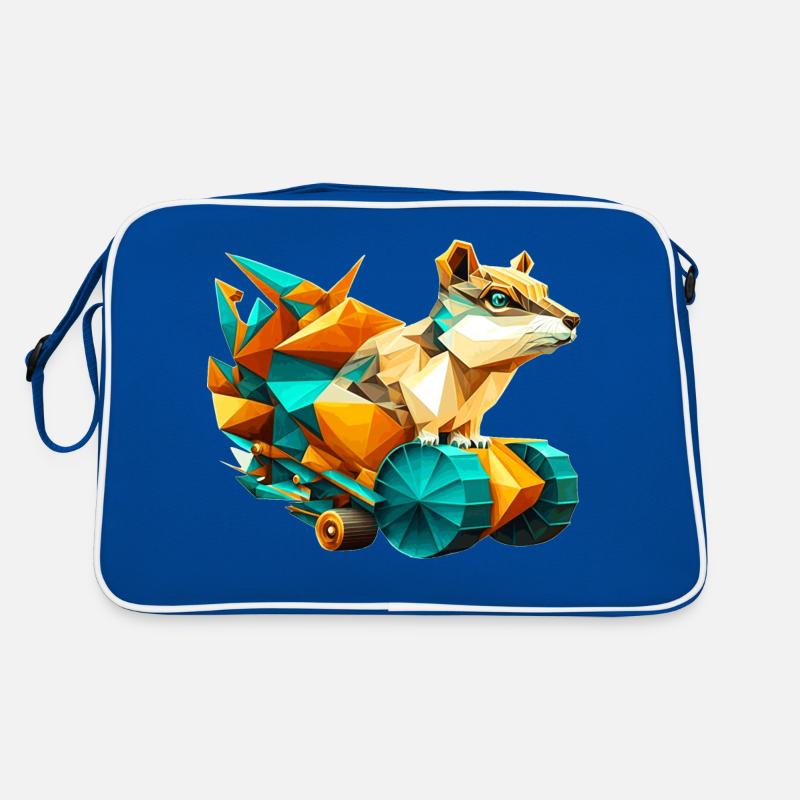 3D Hörnchen mit Rädern Pixelart im Polygon Look Retro Tasche