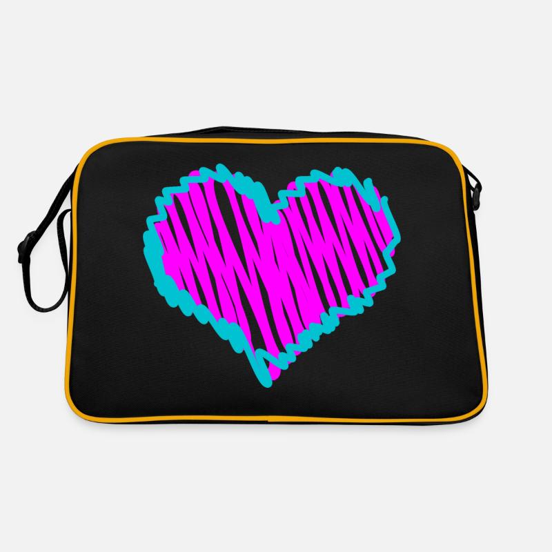 pink herz - Retro Tasche - Schwarz/Gold