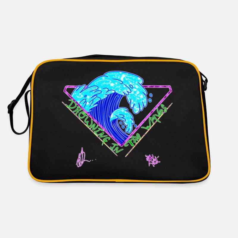 Noyade dans les vagues - Sac Retro - noir/or