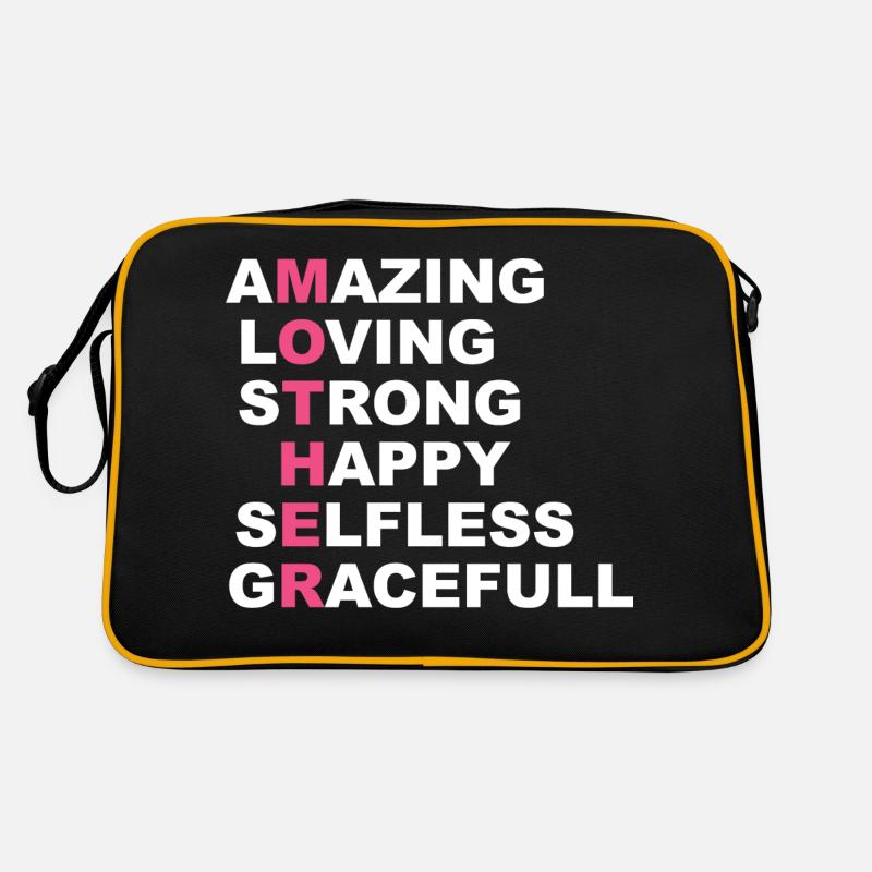 Lustiges Mutter Geschenk Mom Muttertag - Retro Tasche - Schwarz/Gold