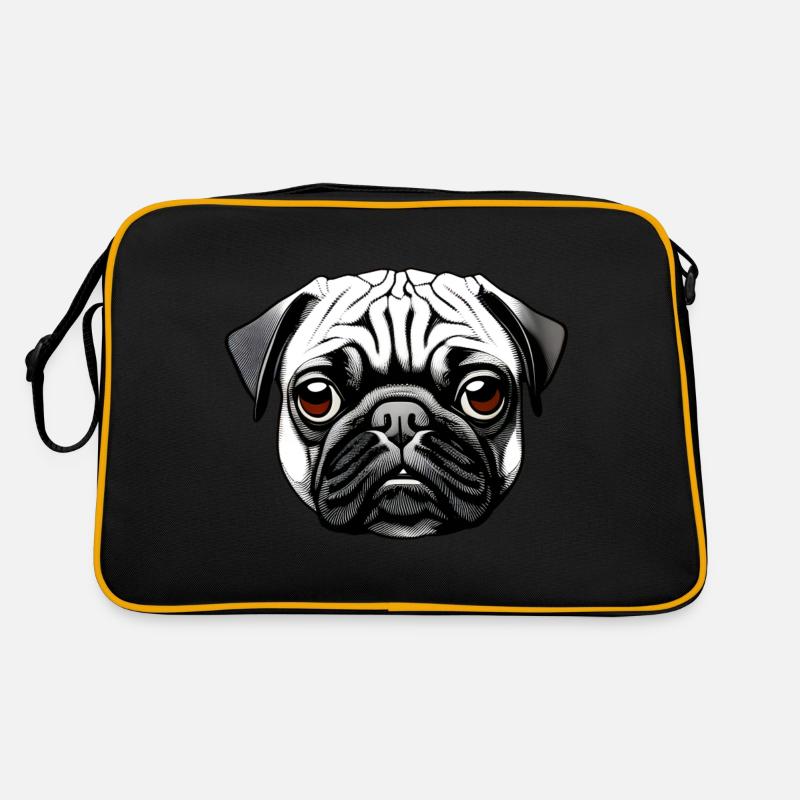Mops Design Grafik Druck Motiv Retro Tasche