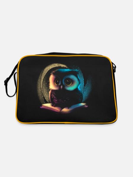 Hibou animal mignon - Sac Retro - noir/or - Dos