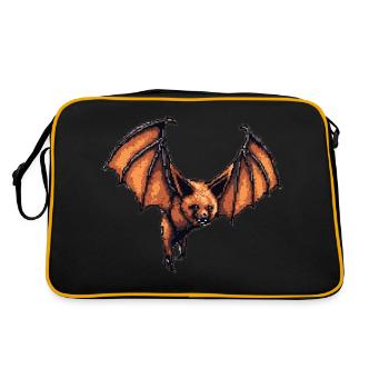 Flughund Pixelart in alter 8 Bit Manier und Look - Retro Tasche - Schwarz/Gold - Hinten