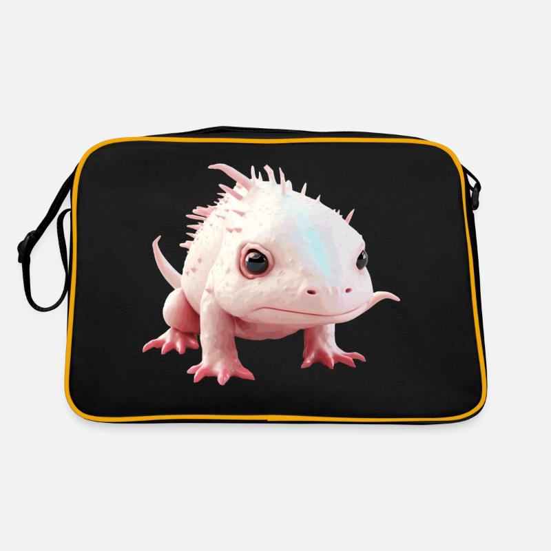 Ein Axolotl ist eigentlich ein Urzeittier - Retro Tasche - Schwarz/Gold