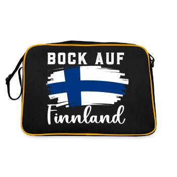 Bock auf Finnland Flagge Urlaub Geschenk - Retro Tasche - Schwarz/Gold - Hinten