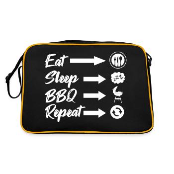 Eat Sleep BBQ Repeat Smoker Barbecue Grilling - Retro Tasche - Schwarz/Gold - Hinten