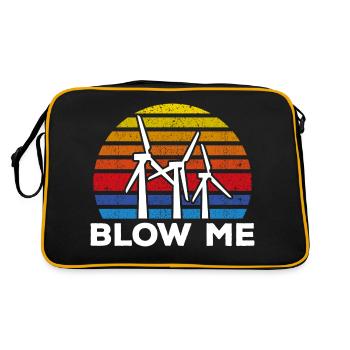 Blow Me Funny Wind Power Lover Renewable Energy - Retro Tasche - Schwarz/Gold - Hinten