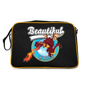 Beautiful Wales red dragon logo - Retro Bag - black/gold - Back