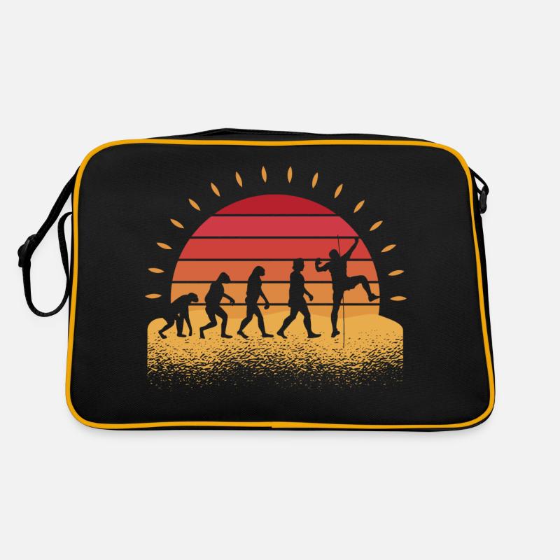 Evolution Bergsteigen Bouldern Klettern Kletterer Retro Tasche
