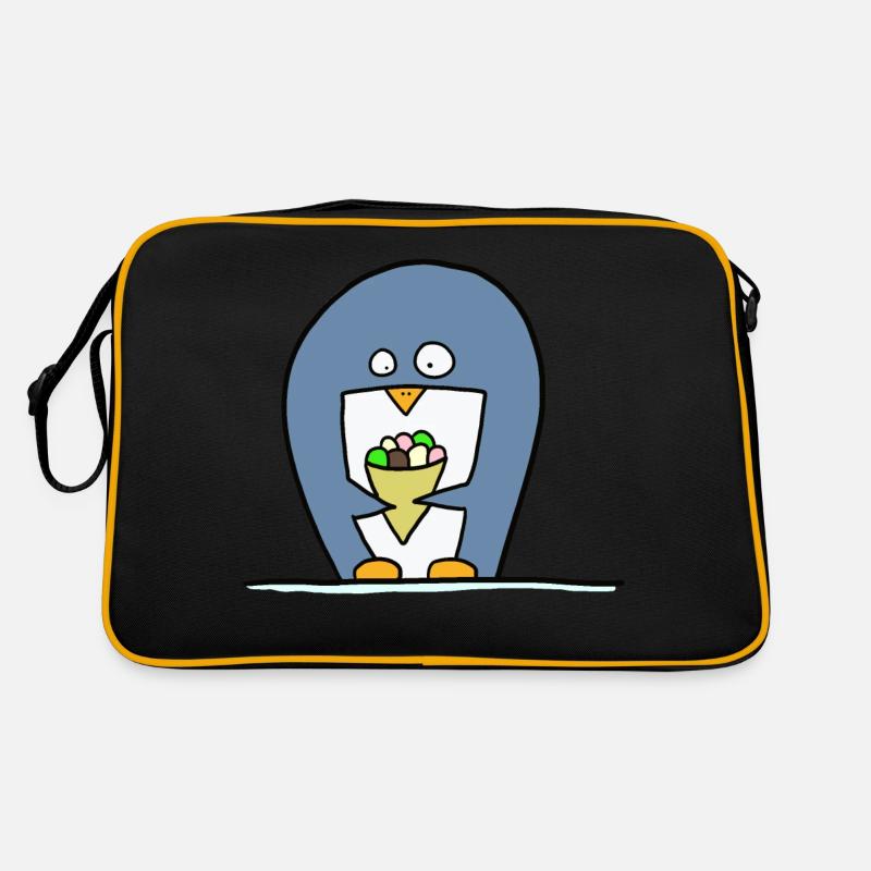 Pinguin mit Eiscreme Retro Tasche
