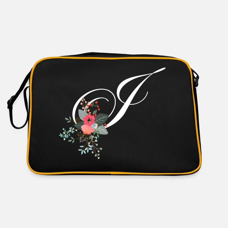 Buchstabe j blumig - Retro Tasche - Schwarz/Gold