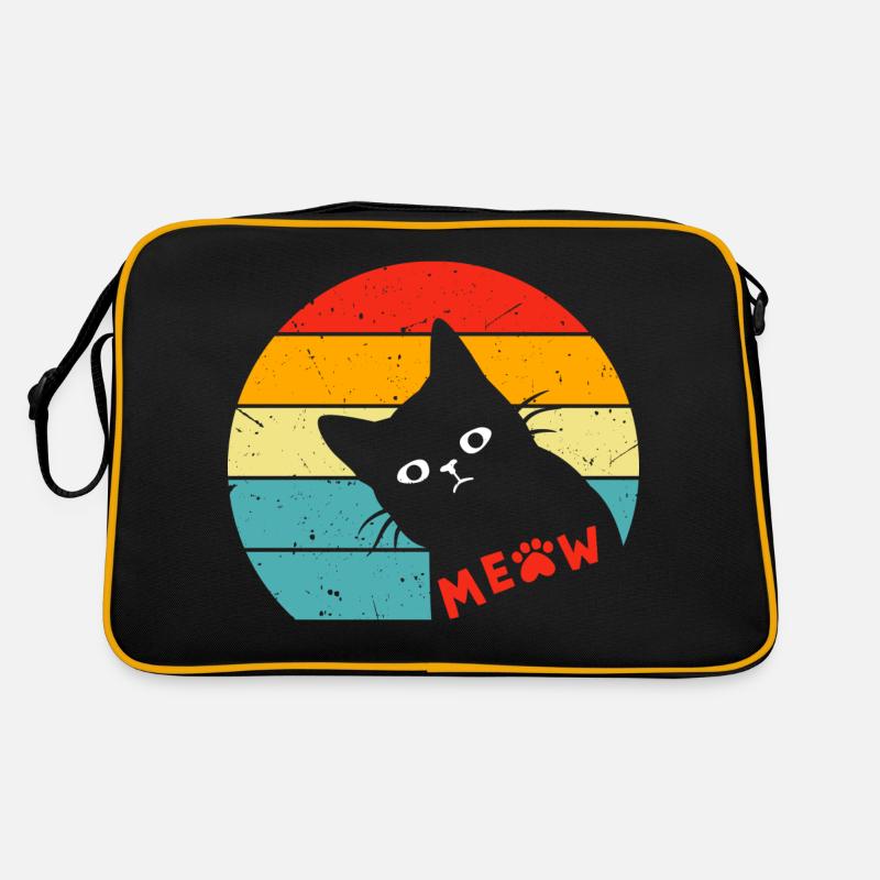 Retro Schwarze Katze 3 - Retro Tasche - Schwarz/Gold