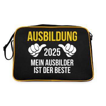Azubi Geschenk Ausbildung 2025 Lehrling Spruch - Retro Tasche - Schwarz/Gold - Hinten