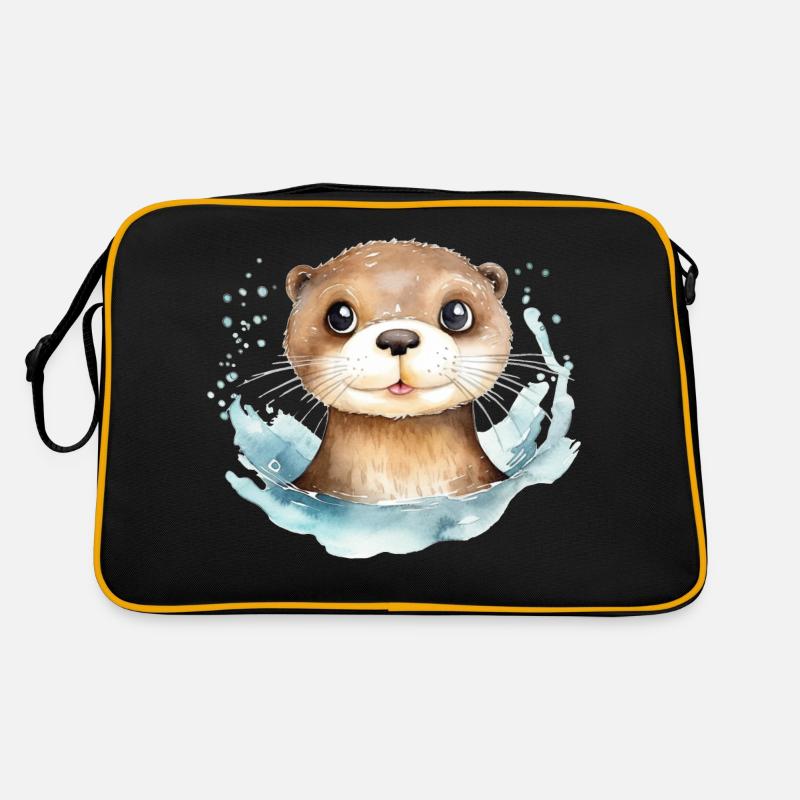 Otter Wasserfarben Zeichnung Retro Tasche