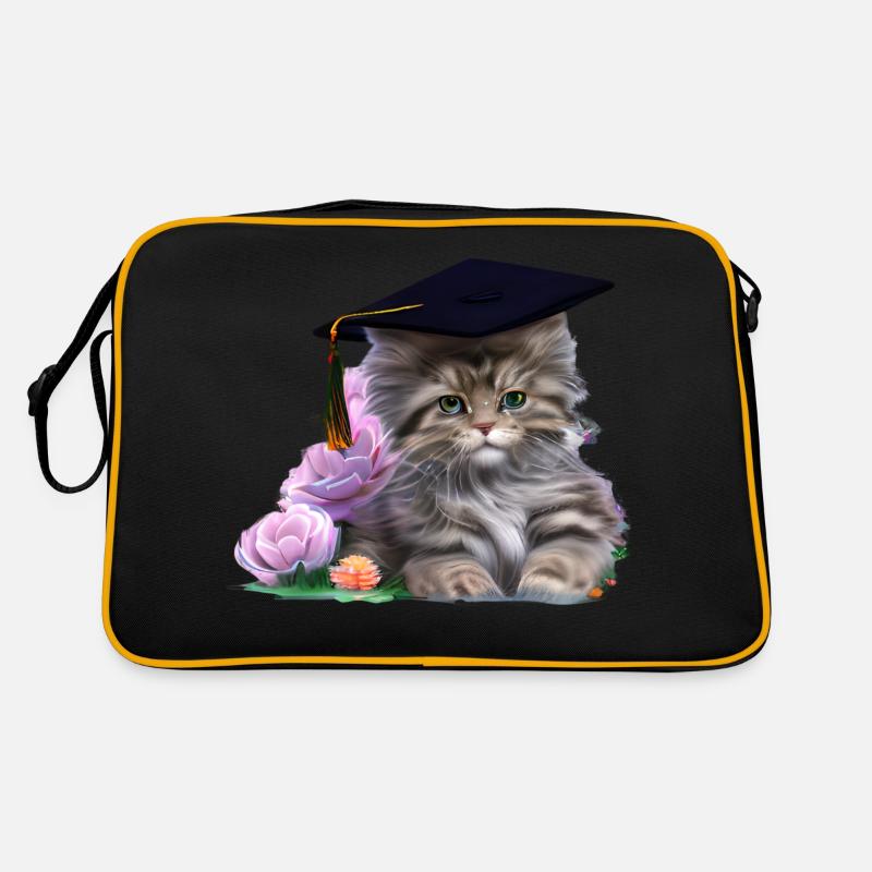 Bachelor Schulabschluss Maine Coon Absolvent Katze Retro Tasche