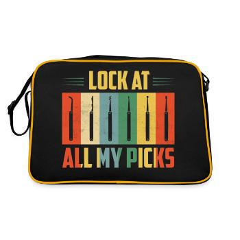 Lock At All My Picks Lockpicker Locksmith - Retro Tasche - Schwarz/Gold - Hinten