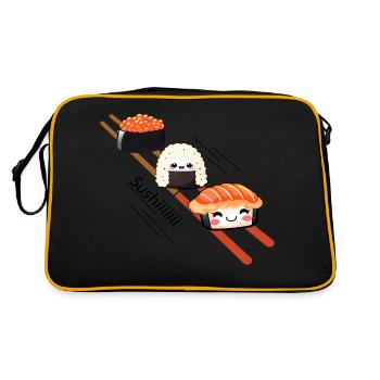 Sushi sliding on Chopstick - Retro Tasche - Schwarz/Gold - Hinten