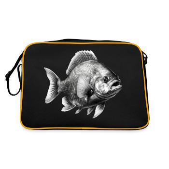 Der Piranha im Bleistift Nr. 2 - Retro Tasche - Schwarz/Gold - Hinten