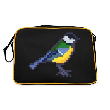 Vogel - Retro Tasche - Schwarz/Gold - Hinten