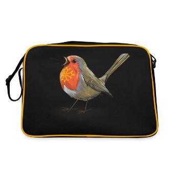 Okzitanisches Rotkehlchen - Retro Tasche - Schwarz/Gold - Hinten