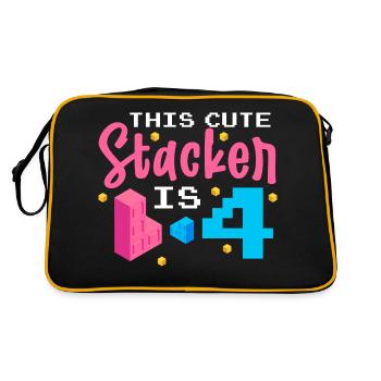 Block-stacking Game Funny Birthday Party Block - Retro Tasche - Schwarz/Gold - Hinten