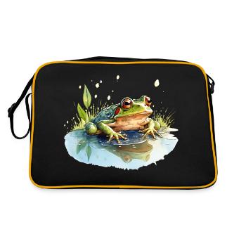 Grüne Grasfrösche machen ein lautstarkes Konzert - Retro Tasche - Schwarz/Gold - Hinten