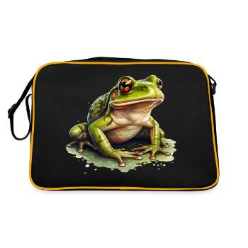 Grass frog sitting in puddle of water - Retro Bag - black/gold - Back