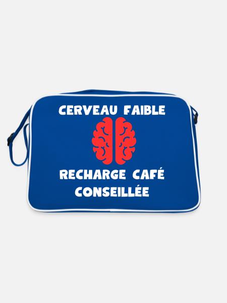 Weak brain, coffee recharge recommended - Retro Bag - blue/white - Back