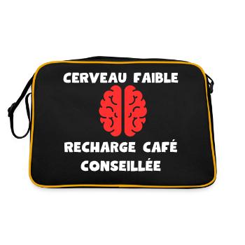 Weak brain, coffee recharge recommended - Retro Bag - black/gold - Back