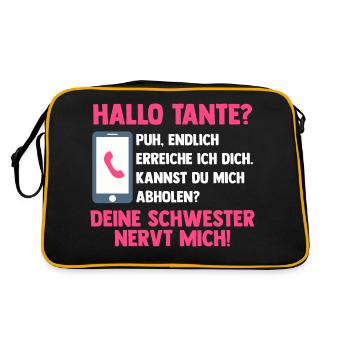 Patentante Neffe Nichte Tante - Retro Tasche - Schwarz/Gold - Hinten