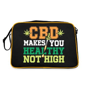 CBD MAKES YOU HEALTHY NOT HIGH - Retro Tasche - Schwarz/Gold - Hinten