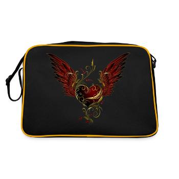Heart with wings - Retro Bag - black/gold - Back