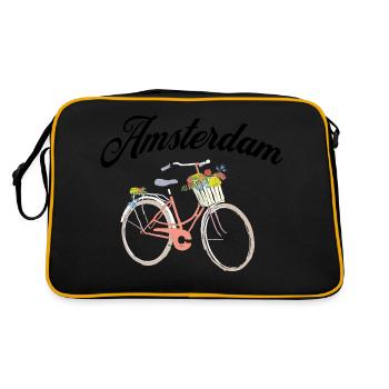 Amsterdam Fleur Vélo Souvenir Hollandais - Sac Retro - noir/or - Dos