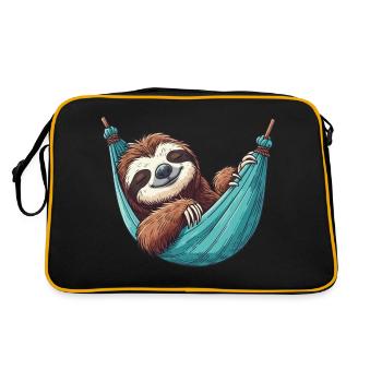 Sloth sleeping in hammock pajamas - Retro Bag - black/gold - Back