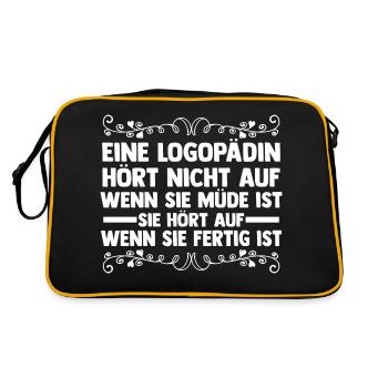 Logopädie Logopädin - Retro Tasche - Schwarz/Gold - Hinten