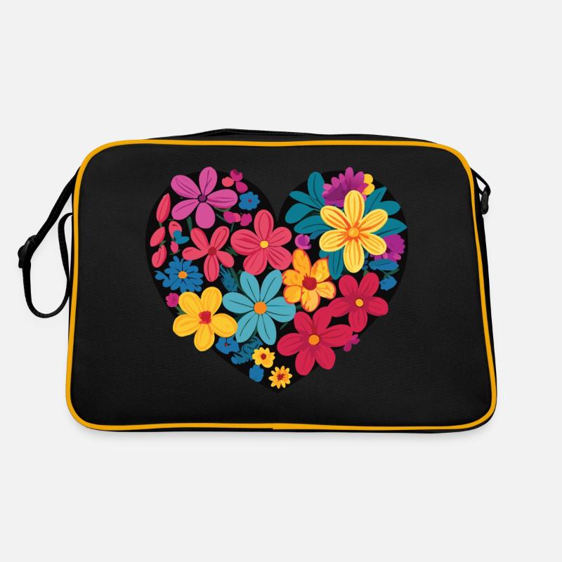 Amour - Fleurs - Cœur Sac Retro