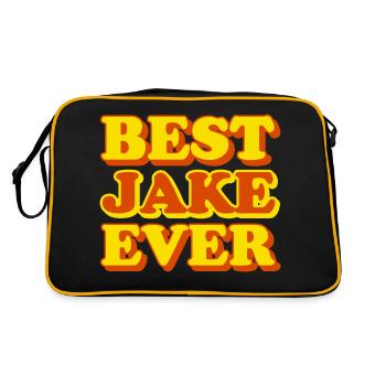 Lustiges Geschenk mit Vornamen Jake - Retro Tasche - Schwarz/Gold - Hinten