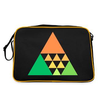 Bunte Dreiecke - Retro Tasche - Schwarz/Gold - Hinten