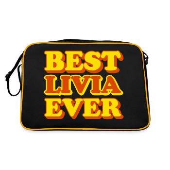 Cadeau amusant avec prénom Livia - Sac Retro - noir/or - Dos