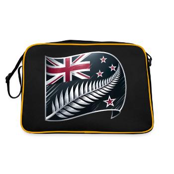 Neuseeland Aotearoa Kiwi 1 - Retro Tasche - Schwarz/Gold - Hinten
