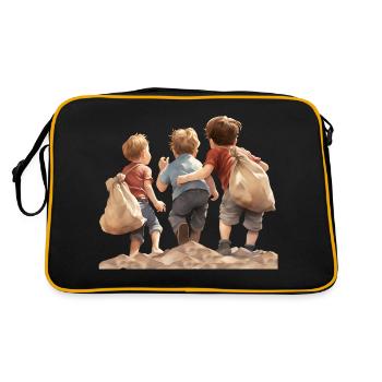 Bedeutung einer unbeschwerten Kindheit - Retro Tasche - Schwarz/Gold - Hinten