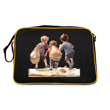Eine glückliche Kindheit erleben - Retro Tasche - Schwarz/Gold - Hinten