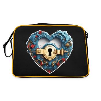 Shoulder Lock / Key / Heart Lock / Motif - Retro Bag - black/gold - Back