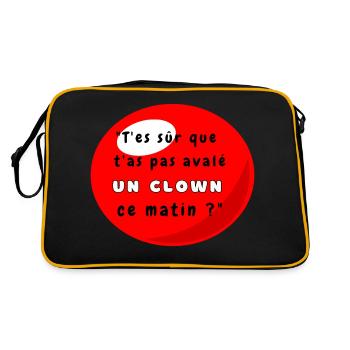 Lustiger Ausdruck Clownsnase - Retro Tasche - Schwarz/Gold - Hinten