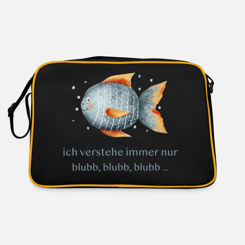 Süßer Fisch - blubb, blubb, blubb - Retro Tasche - Schwarz/Gold