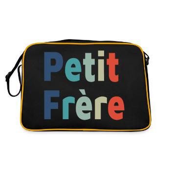 Geburt, Kleiner Bruder, Sohn, Junge - Retro Tasche - Schwarz/Gold - Hinten