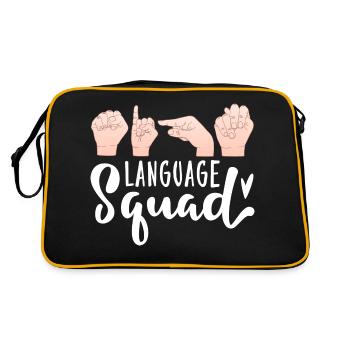 Language Squad Lip Reading American Sign Language - Retro Tasche - Schwarz/Gold - Hinten